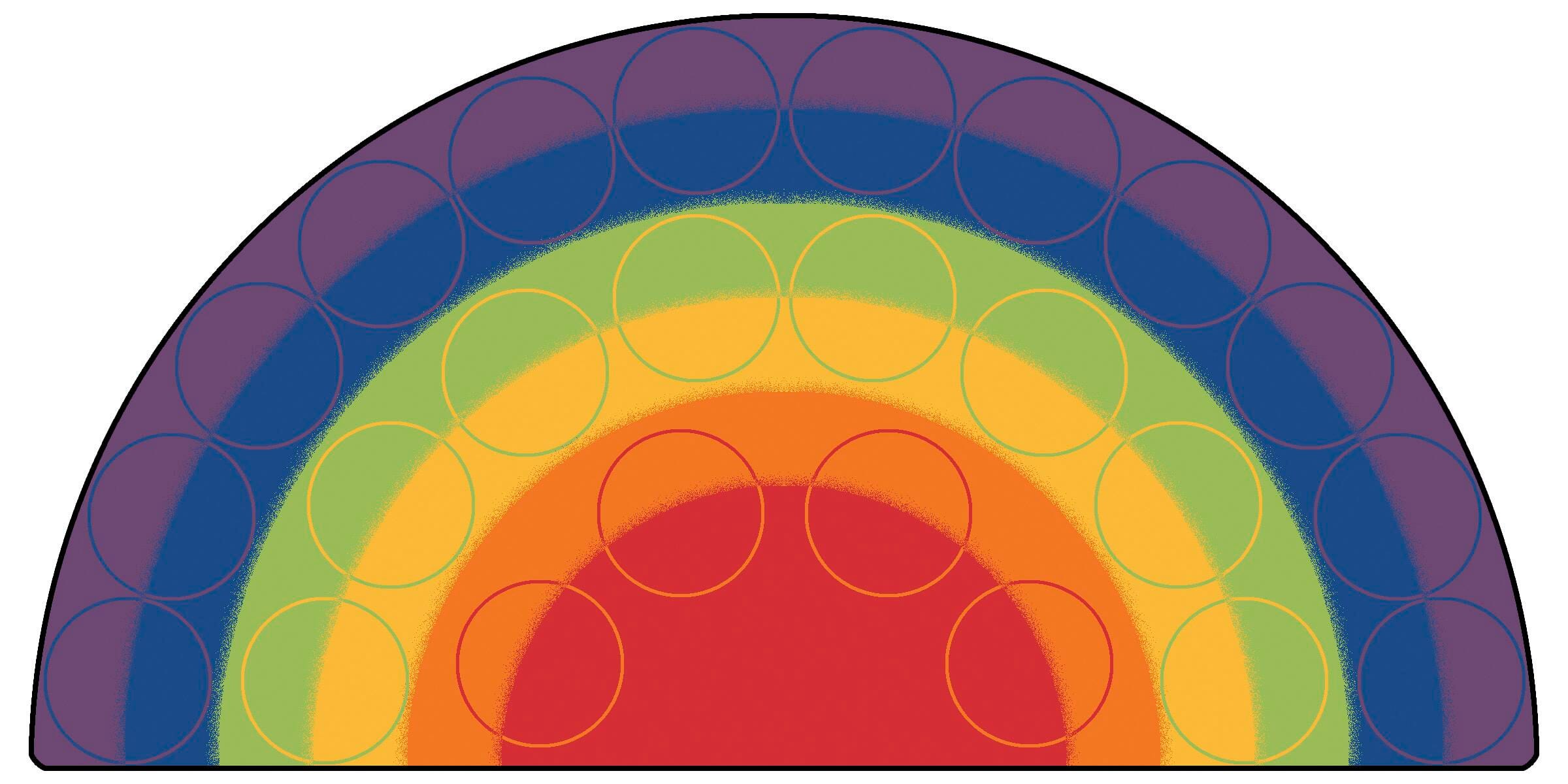 Carpets for Kids Rainbow Rows Seating Rug, 6 x 12 Feet, Semi-Circle, Multicolored, Item Number 1433429