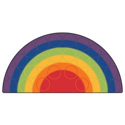 Carpets for Kids Rainbow Rows Seating Rug, 6 x 12 Feet, Semi-Circle, Multicolored, Item Number 1433429
