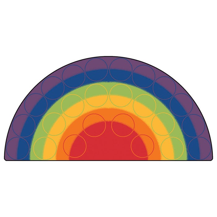 Carpets for Kids Rainbow Rows Seating Carpet, 6 x 12 Feet, Semi-Circle, Multicolored