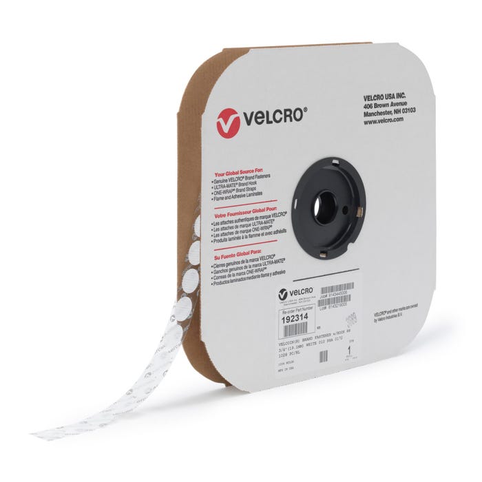 VELCRO Brand 3/4 Inch Coin, White Hook Side Only, Pack of 1028 coins