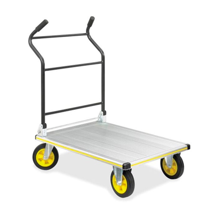 Safco Stowaway Platform Truck, 39 x 24 x 40 Inches, Four 7 Inch Rubber Tires, Silver