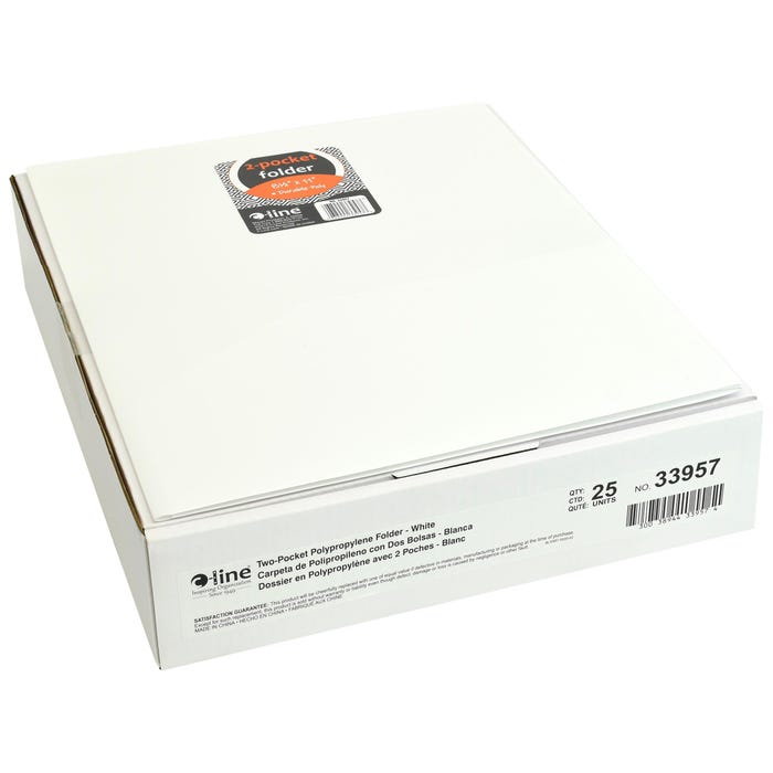 C-Line Poly 2-Pocket Portfolio Folder, Letter Size, White, Pack of 25