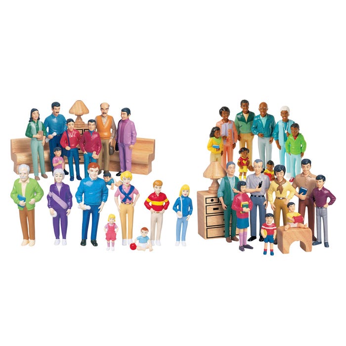 Multicultural Family Figures Kit, Vinyl, Set of 32