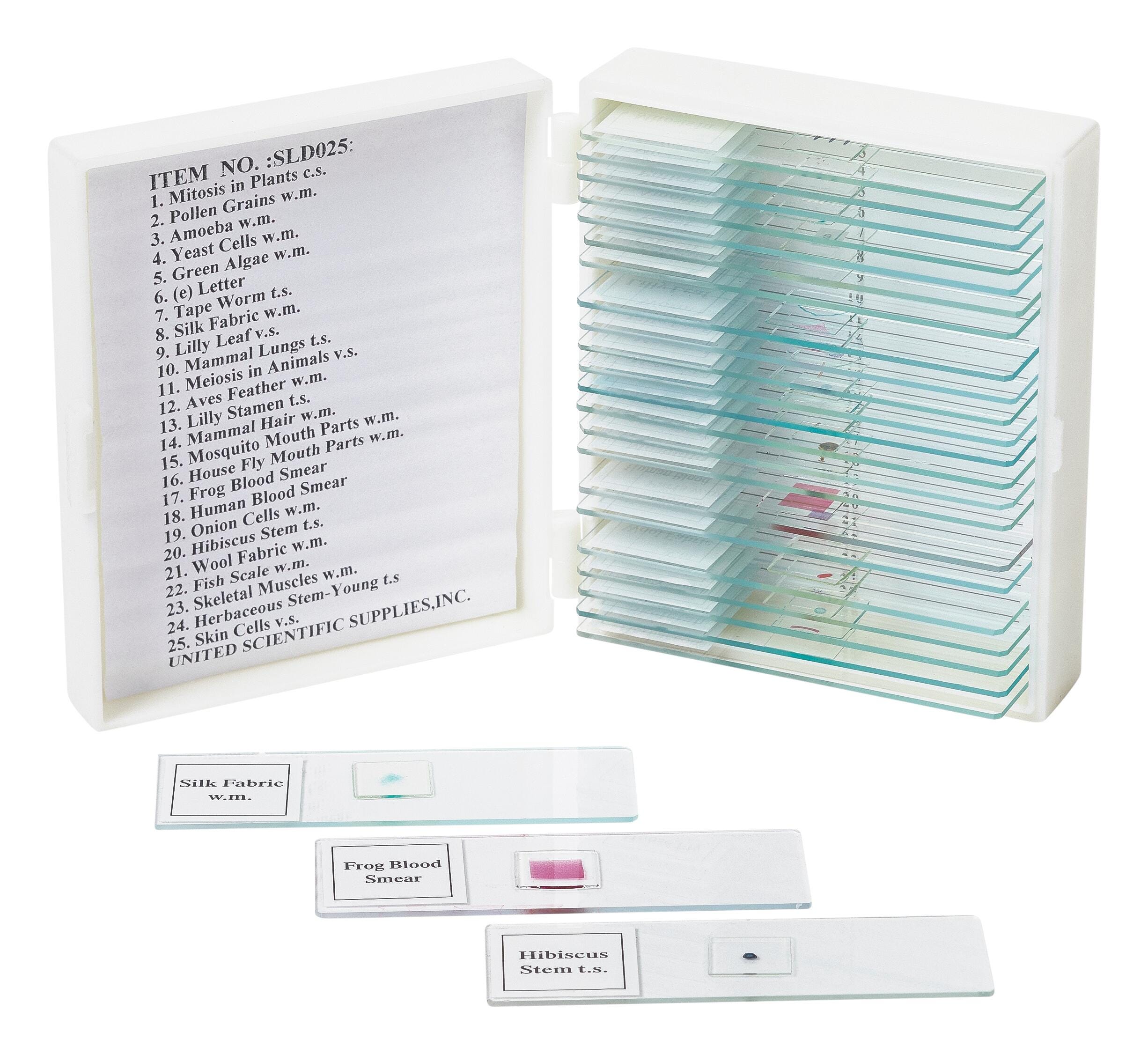 United Scientific Economy Basic Prepared Slides, Set of 25