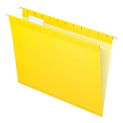 Pendaflex Reinforced Hanging File Folders, 1/5 Cut Tabs, Letter Size, Yellow, Pack of 25