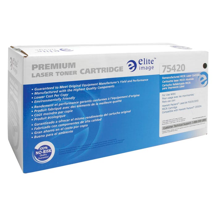 Elite Image Remanufactured MICR Toner for HP CE505A, Black