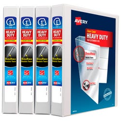 Avery Heavy-Duty View Binder, 1 Inch, Slant Ring, White, Pack of 4 2047977