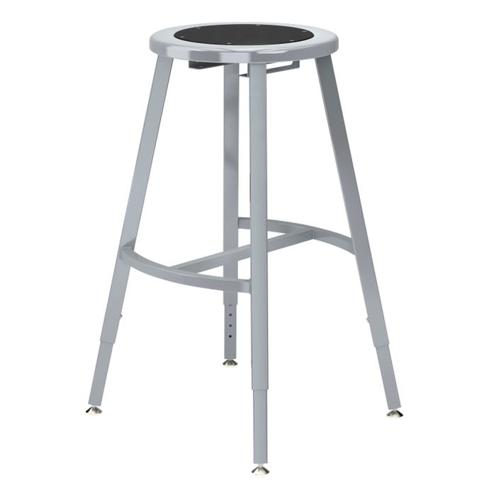 National Public Seating Titan Stool, Black Steel Seat, 24-32 Inch Adjustable Height, Gray Frame