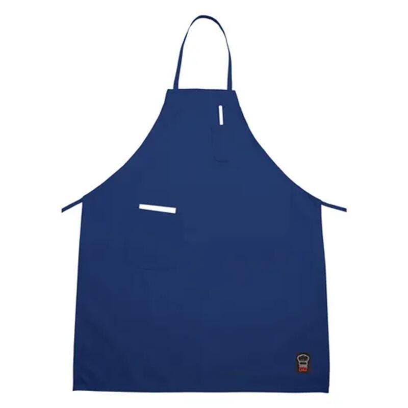 Winco Full Length Downing Cotton Bib Apron, 33 Inches Long, 2 Pockets, Blue