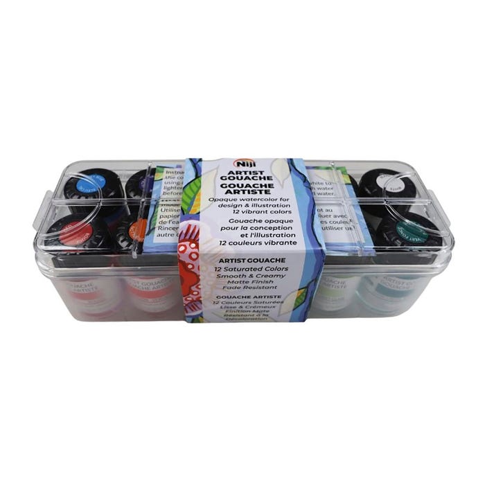 Yasutomo Niji Artist Gouache, 1/2 Ounce Jars, Assorted Colors, Set of 12