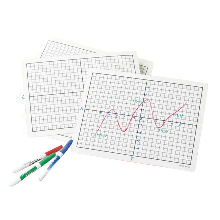 Didax Write and Wipe Coordinate Board Set with X/Y Axis for Grades 3 - 8, 9 x 12 Inches, Plastic, Set of 10