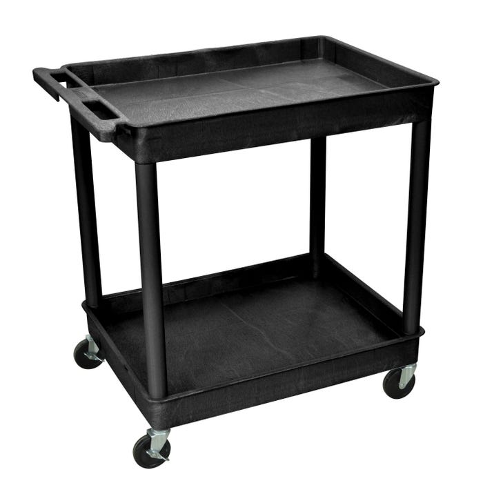 Luxor Large Utility Tub Cart, 2 Shelves, 32 x 24 x 37-1/2 Inches, Black