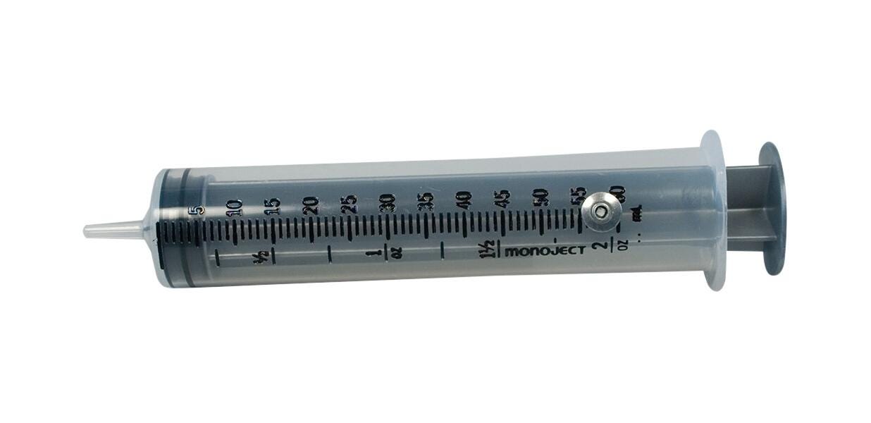 Delta Education Syringe with Tactile Indicator, 50 Milliliter, Pack of 8