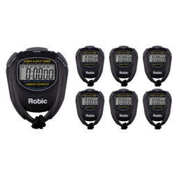 Robic 2 Split Memory Water Resistant Stopwatch, Black, Set of 7 1592970