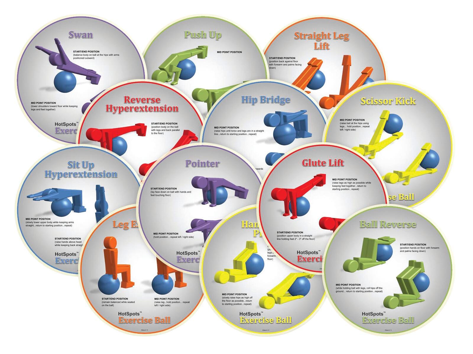 Image for HotSpots Exercise Ball Spots, 8-1/2 Inches, Set of 12 from School Specialty