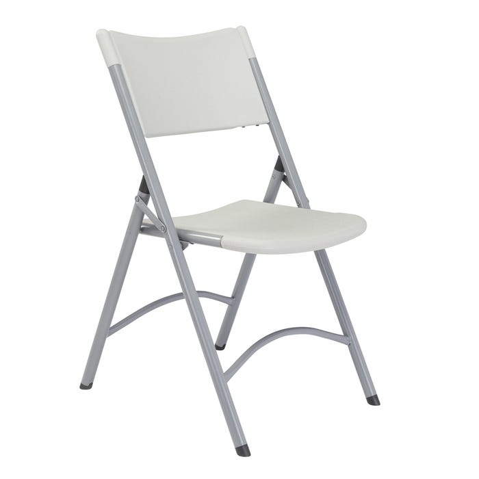 National Public Seating Heavy Duty Plastic Folding Chair, 600 Series, 18 Inch Seat Height, Gray Seat, Gray Frame, Pack of 4