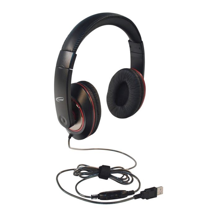 Califone 2021 Deluxe Stereo Headphones with Inline Volume Control, USB Plug