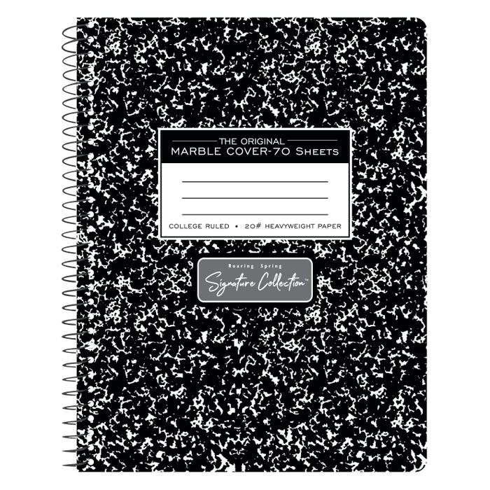 Roaring Spring Wirebound Composition Book, College Ruled, 9-3/4 x 7-1/2, White, 70 Sheets
