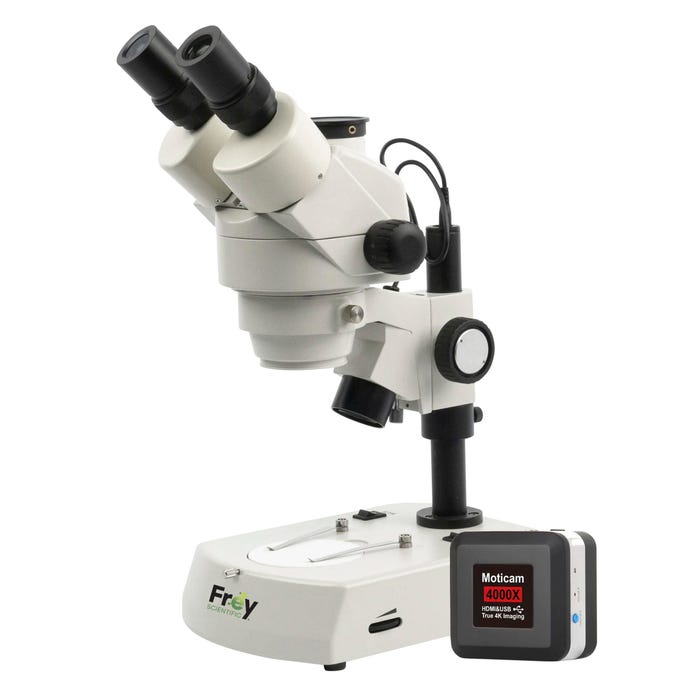 Frey Scientific Stereo Trinocular Microscope with Moticam 4000x 4k Camera