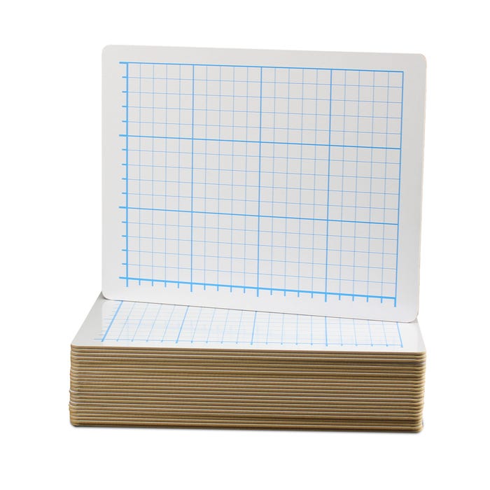 Flipside Dry Erase Rectangle Graph Quadrant Lined/Plain Two-Sided Boards, 9 x 12 Inches, Pack of 24