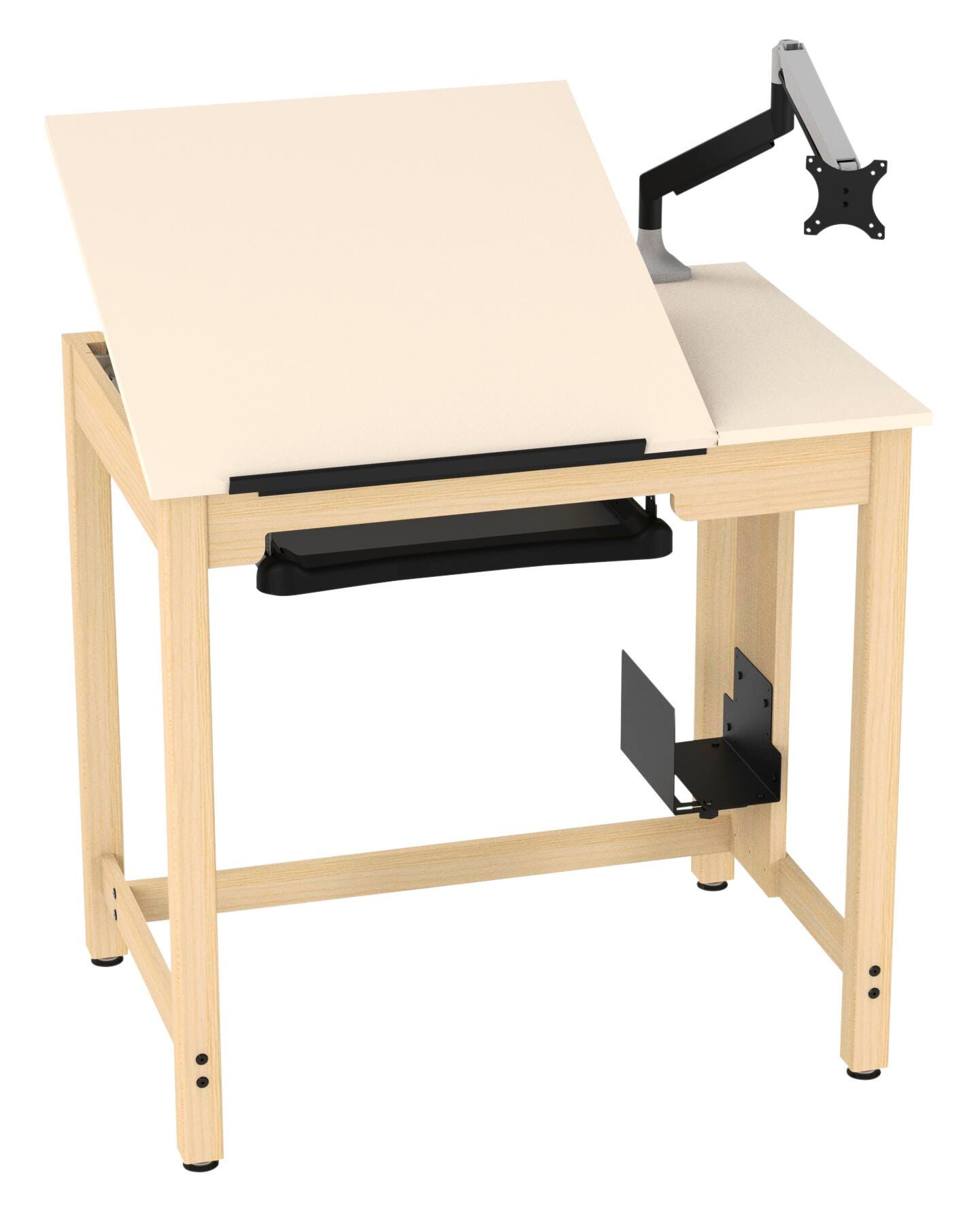 Image for Diversified Spaces Draftsman Drawing Table, 42 x 30 x 39-3/4 Inches, Almond Plastic Laminate Top, CPU Holder from School Specialty