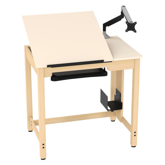 Diversified Spaces Draftsman Drawing Table, 42 x 30 x 39-3/4 Inches, Almond Plastic Laminate Top, CPU Holder