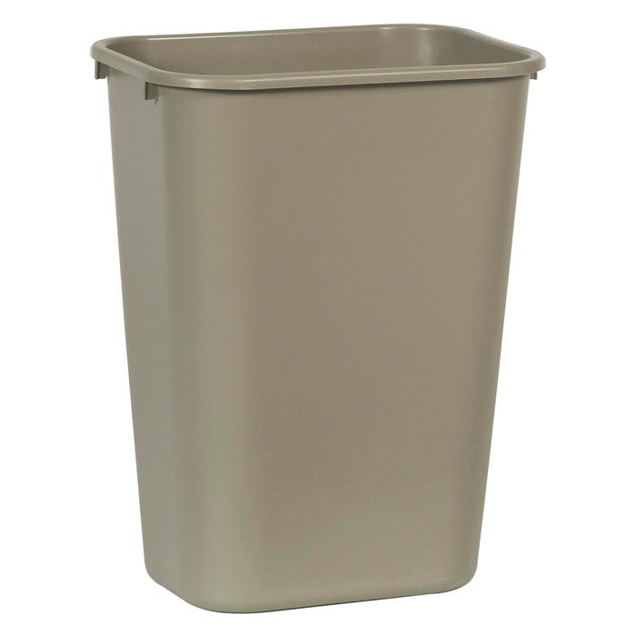Rubbermaid Standard Rectangle Waste Basket, 41-1/4 Quart, Plastic, Beige