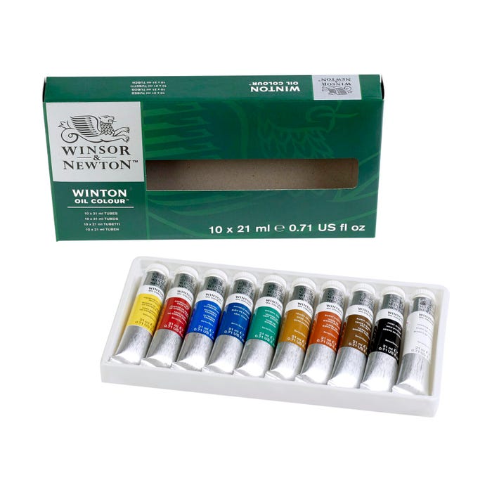 Winsor & Newton Winton Oil Color Set, 0.7 Ounce Tubes, Assorted Colors, Set of 10