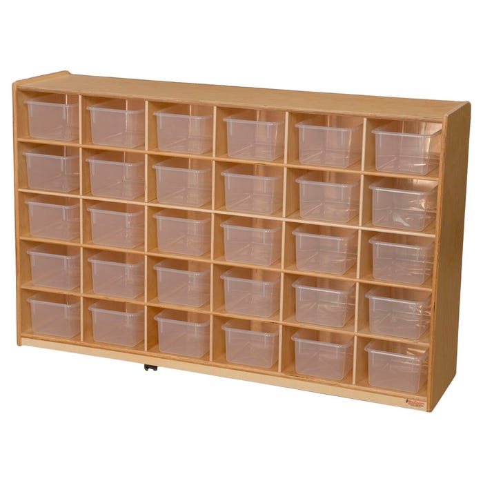 Wood Designs Cubby Unit, 30 Clear Trays, Plywood, 58 x 15 x 38 Inches