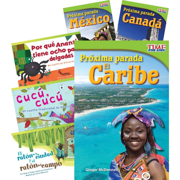 Teacher Created Materials Countries and Regions Fiction & Nonfiction Text Pairs, Grade 2, Set of 6, Spanish