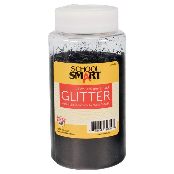 School Smart Craft Glitter, 1 Pound Jar, Black