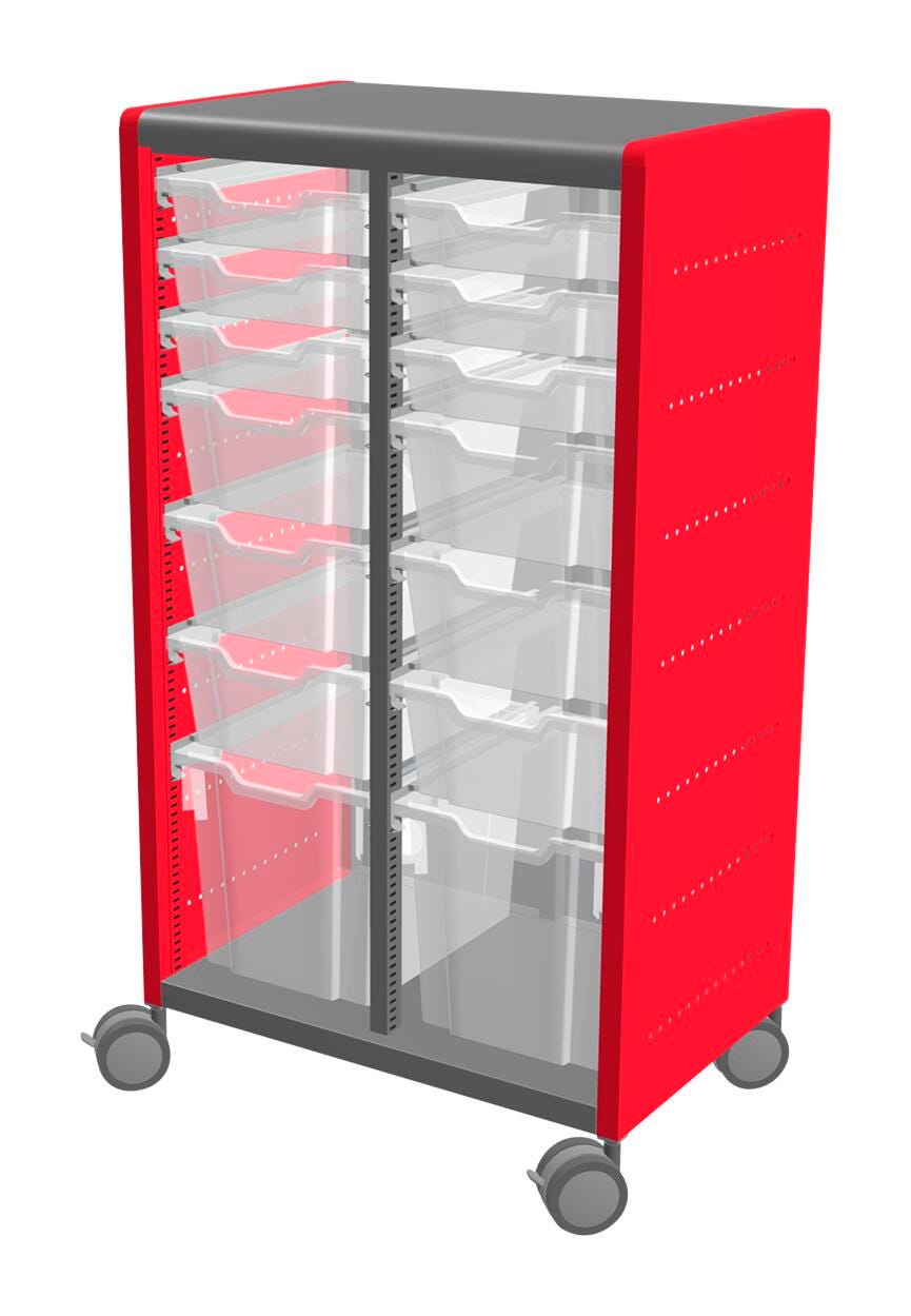 Classroom Select Geode Tall Cabinet, Double Wide with 14 Tote Trays 4000252