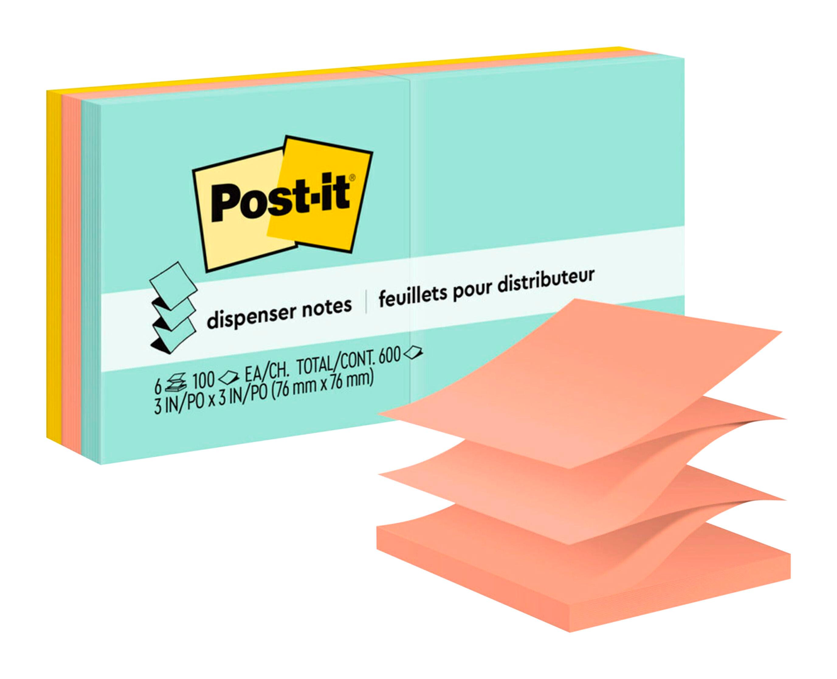 Post-it Pop-Up Original Notes, 3 x 3 Inches, Beachside Café, Pad of 90 Sheets, Pack of 6 038706