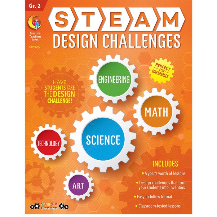Creative Teaching Press STEAM Design Challenges Resource Book, Grade 2