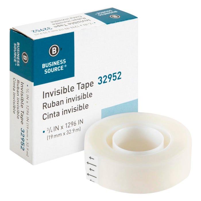 Business Source Inches visible Tape Refill Roll, 1 Inch Core, 3/4 x 1296 Inches, Clear