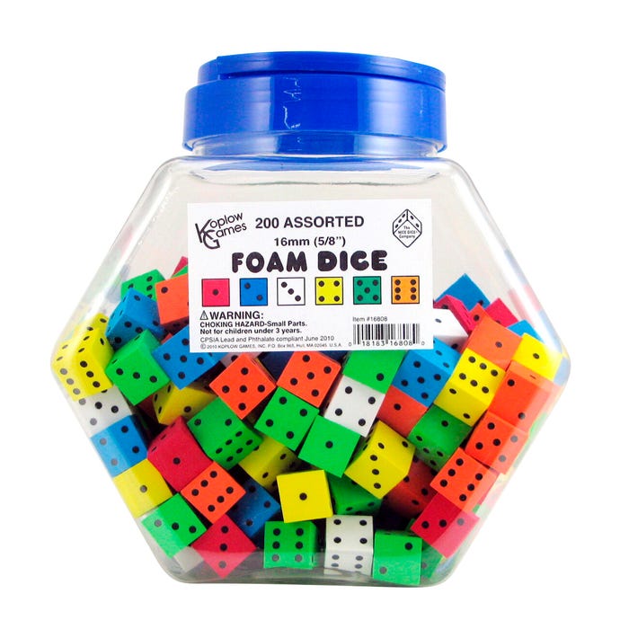 Koplow Games Assorted Foam Dice, Set of 200