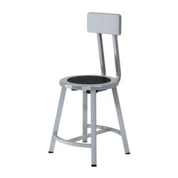 National Public Seating Titan Stool, Black Steel Seat, 18 Inch Fixed Height, Backrest, Gray Frame, Item Number 2104703