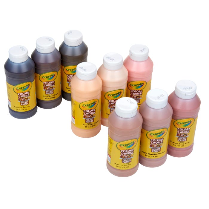 Crayola Colors of the World Washable Paints, 8 Ounce Bottles, Assorted Colors, Set of 9