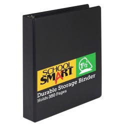 School Smart Durable Polypropylene D-Ring Binder, 1-1/2 Inches, Black