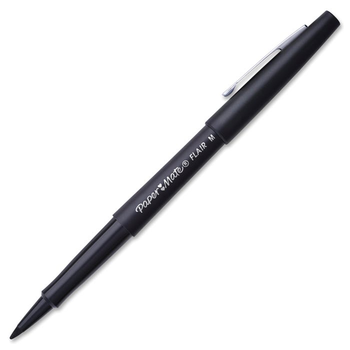 Paper Mate Flair Felt Tip Pens, Medium Point, 0.7 mm, Black, Pack of 36