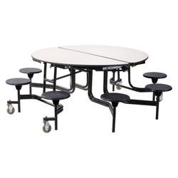 National Public Seating Mobile Cafeteria Table with 8 Stools, 60-Inch Dia, MDF Core