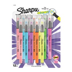 Sharpie Highlighter, Clear View Highlighter with See-Through Chisel Tip, Stick Highlighter, Assorted, Pack of 12, Item Number 2090626
