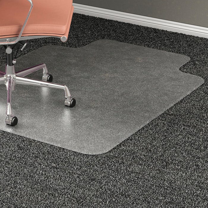Lorell Chair Mat, 45 x 53 Inches, Lip 25 x 12 Inches, 1/2 Inch Thickness, Clear