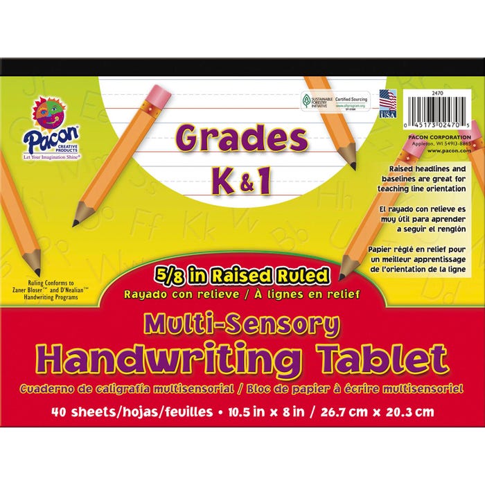 Pacon Multi-Sensory Handwriting Tablet, 10-1/2 x 8 Inches, 40 Sheets