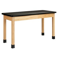 Classroom Select Science Table, Epoxy Resin Top, 60 x 24 x 36 Inches, Oak, Black 530363