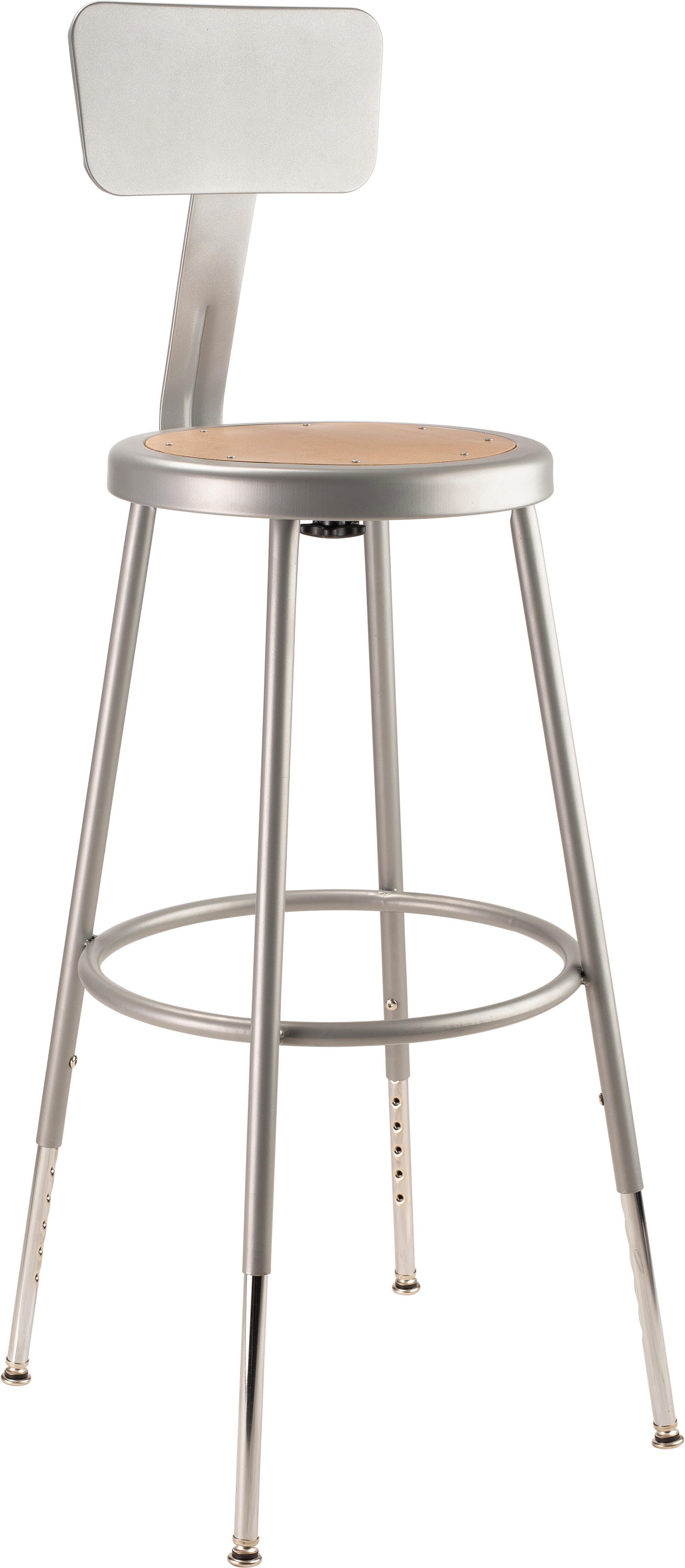 Image for National Public Seating Height Adjustable Heavy Duty Steel Stool with Backrest, 6200 Series, 24-1/2 to 32-1/2 Inch Adjustable Se from School Specialty