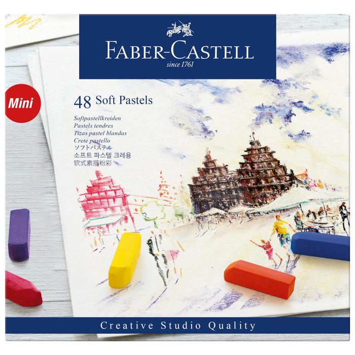 Faber-Castell Creative Studio Soft Pastels, Half Stick, Assorted Colors, Set of 48