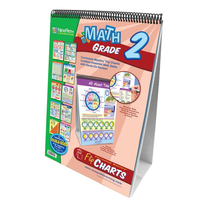NewPath Learning Math Write-On/Wipe-Off Flip Chart Set, Grade 2