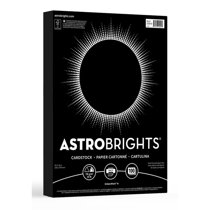 Astrobrights Card Stock, 65 lb, 8-1/2 x 11 Inches, Eclipse Black, 100 Sheets