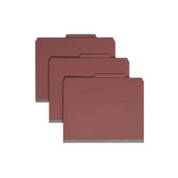 Smead SafeSHIELD Pressboard Classification File Folders, Letter Size, 2/5 Cut Tabs, 2 Inch Expansion, Red, Pack of 10